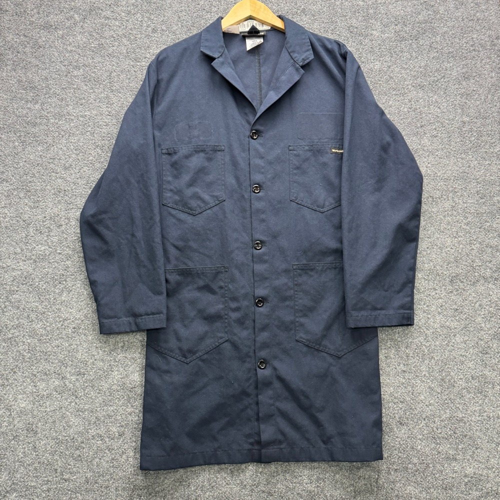 Workrite Lab Coat Men's Large Navy Long Sleeve FR Arc Rated 350NX60NB